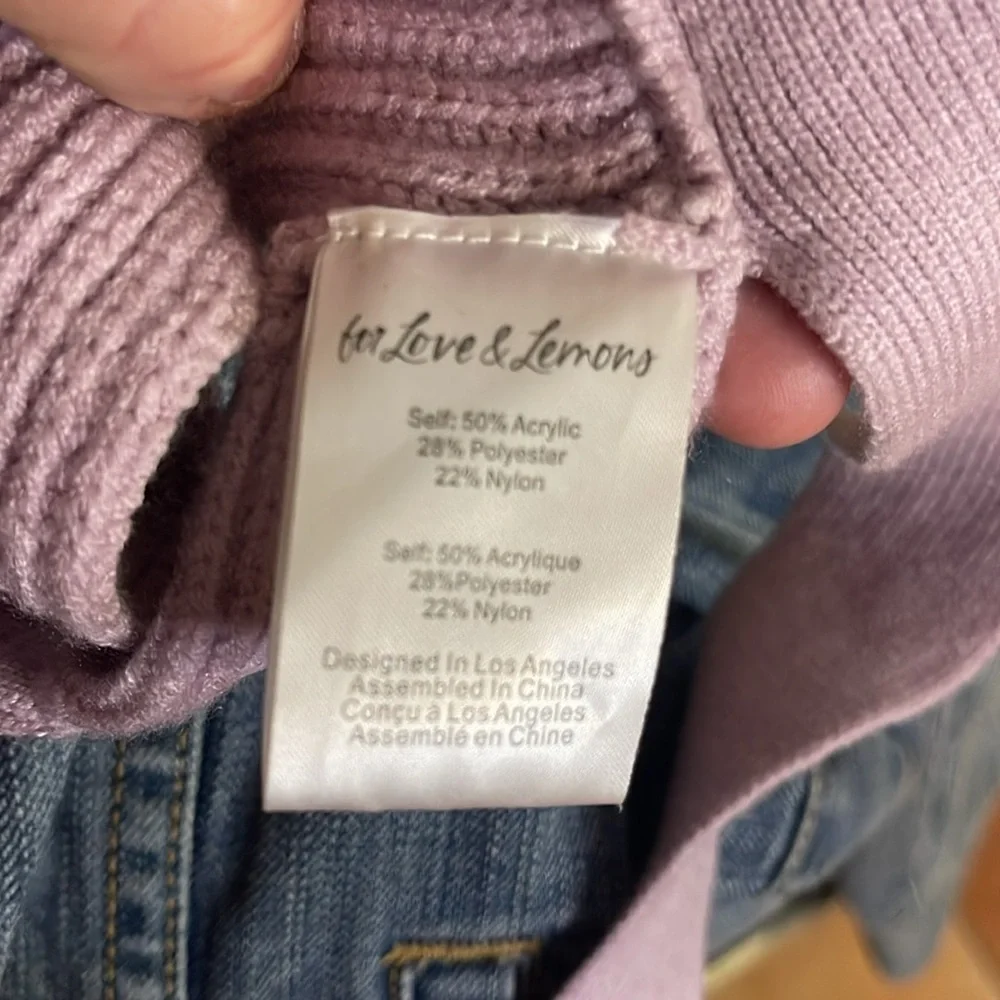 For Love and Lemons Joan Knit cropped Lavender Wrap Top M - Picture 5 of 6